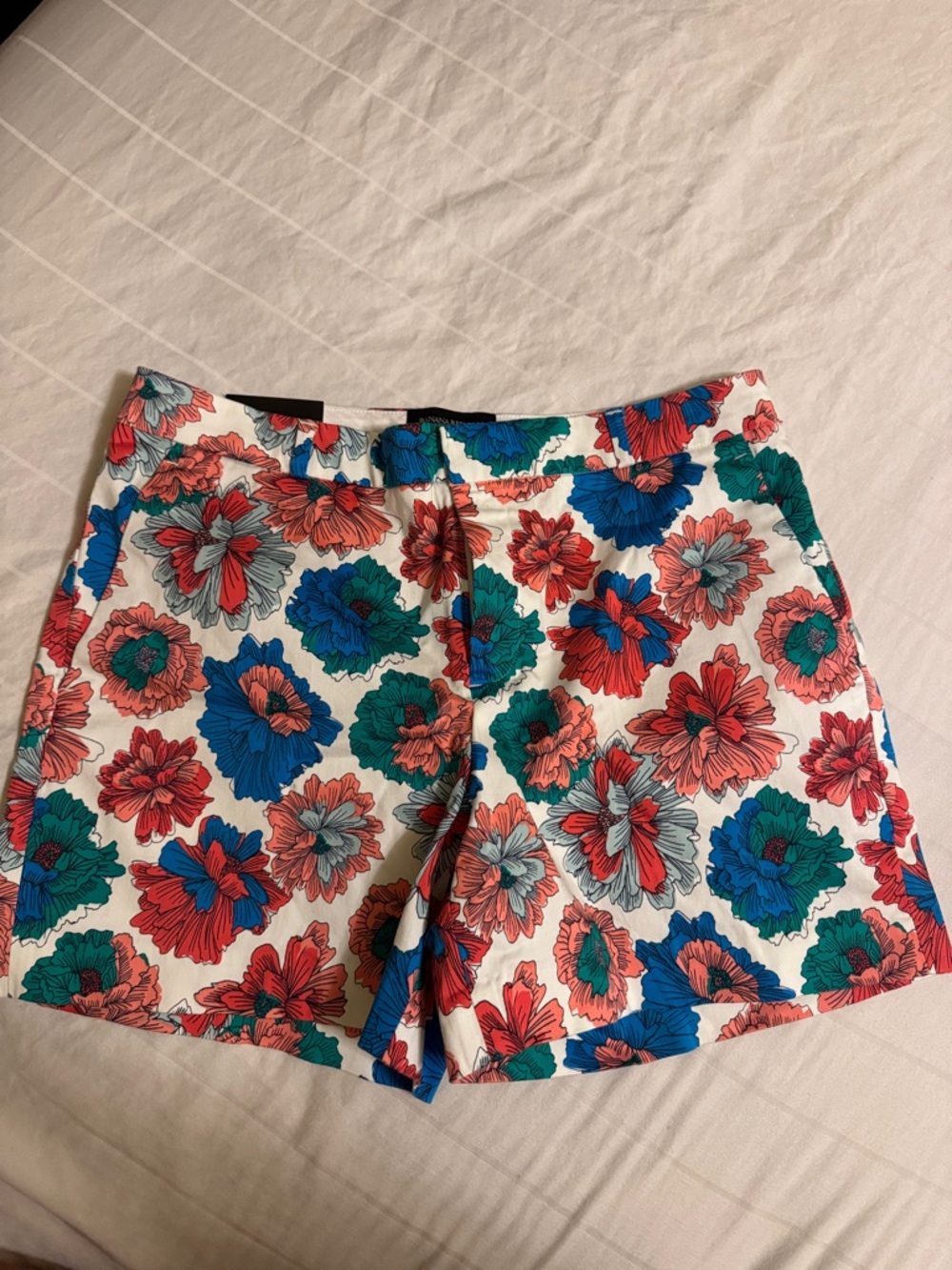 Banana Republic Floral Print Shorts in White, Blue & Pink